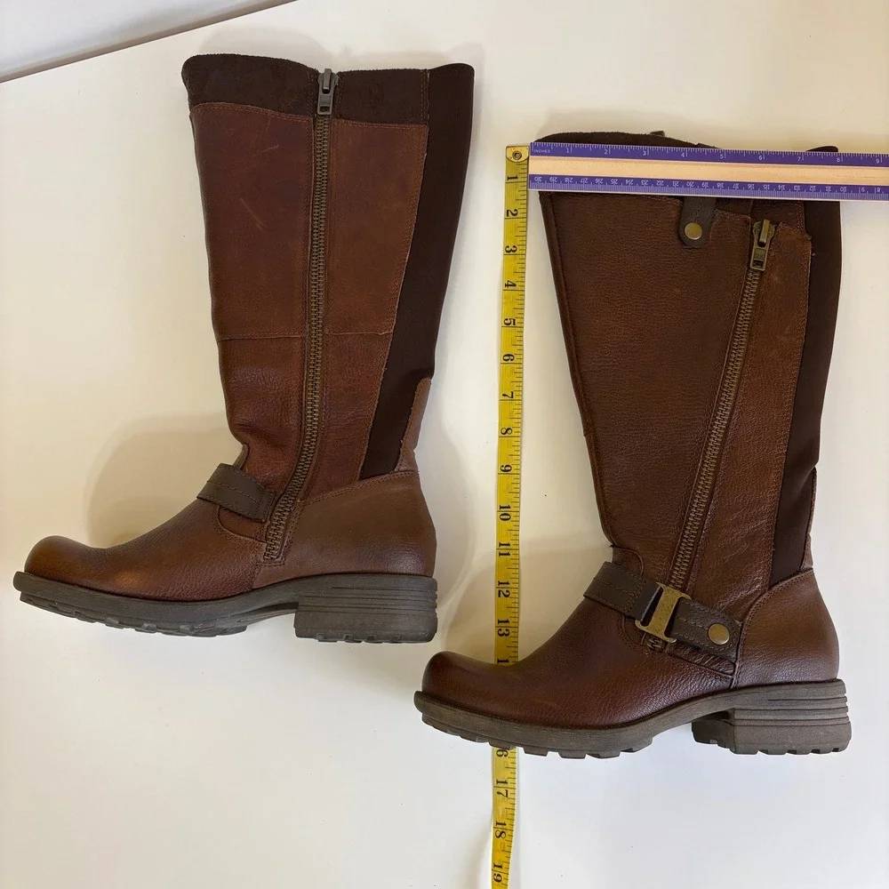 Earth Origins Women Harness Riding Equestrian Leather Boots 7.5 Brown Wide Shaft